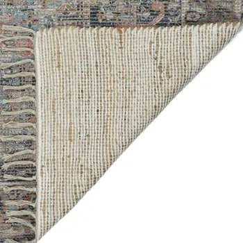5' X 7' Light Blue Gray And Pink Oriental Hand Woven Area Rug With Fringe