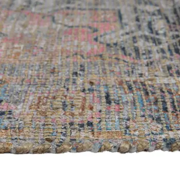 8' X 10' Light Blue Gray And Pink Oriental Hand Woven Area Rug With Fringe