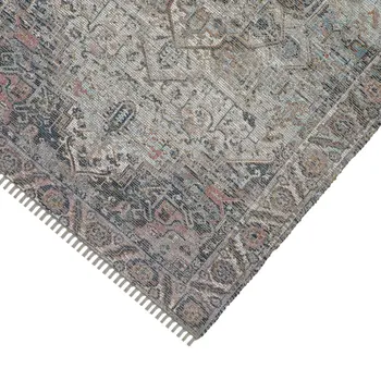 8' X 10' Light Blue Gray And Pink Oriental Hand Woven Area Rug With Fringe