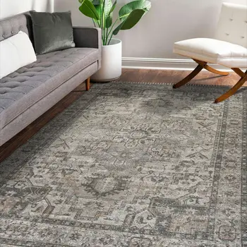8' X 10' Gray Dark Gray And Dark Pink Oriental Hand Woven Area Rug With Fringe