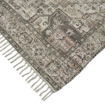 8' X 10' Gray Dark Gray And Dark Pink Oriental Hand Woven Area Rug With Fringe