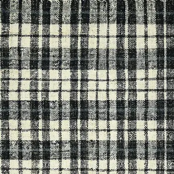 4' X 6' Black And Ivory Jute Plaid Hand Woven Area Rug With Fringe