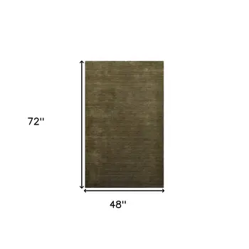 4' X 6' Brown Wool Hand Woven Area Rug