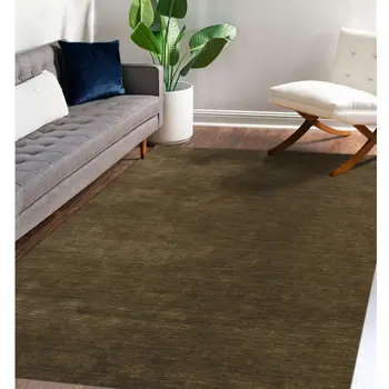 5' X 8' Brown Wool Hand Woven Area Rug