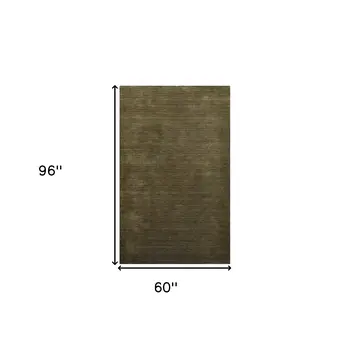 5' X 8' Brown Wool Hand Woven Area Rug