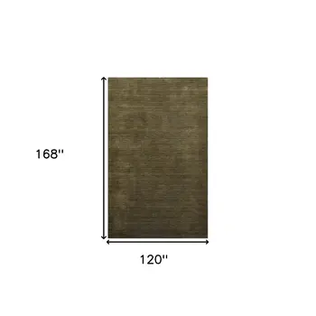 10' X 14' Brown Wool Hand Woven Area Rug