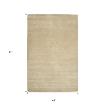 4' X 6' Ivory Wool Hand Woven Area Rug