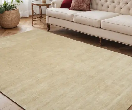 5' X 8' Ivory Wool Hand Woven Area Rug