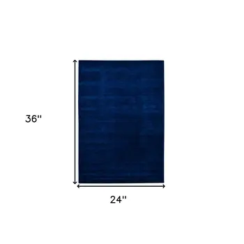 2' X 3' Navy Blue Wool Hand Woven Area Rug