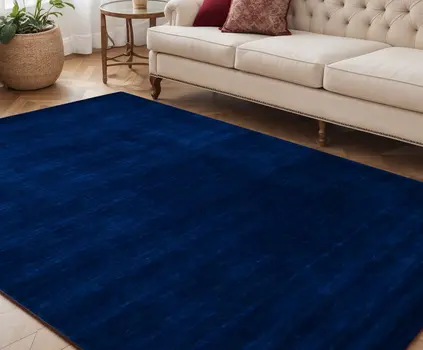 5' X 8' Navy Blue Wool Hand Woven Area Rug