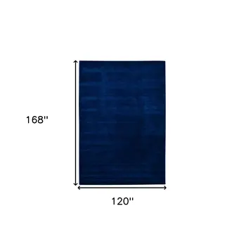 10' X 14' Navy Blue Wool Hand Woven Area Rug