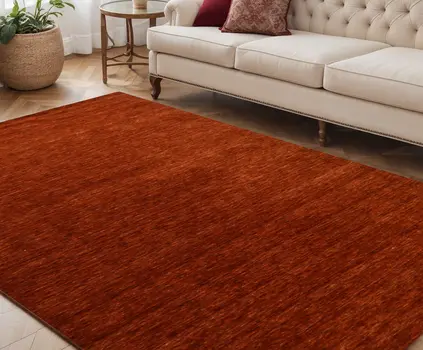 5' X 8' Red Wool Hand Woven Area Rug