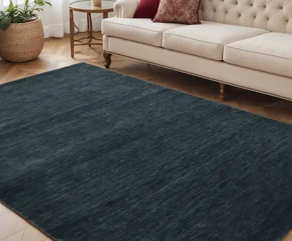 5' X 8' Dark Gray Wool Hand Woven Area Rug