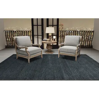 5' X 8' Dark Gray Wool Hand Woven Area Rug