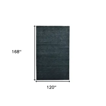 10' X 14' Dark Gray Wool Hand Woven Area Rug