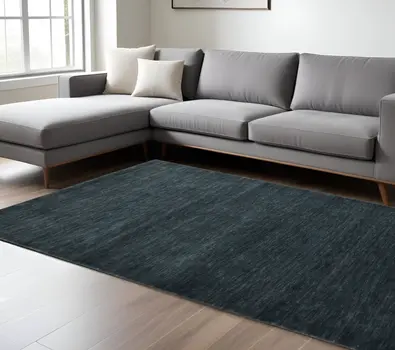 10' X 14' Dark Gray Wool Hand Woven Area Rug