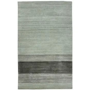 2' X 3' Gray And Light Green Wool Striped Hand Woven Area Rug