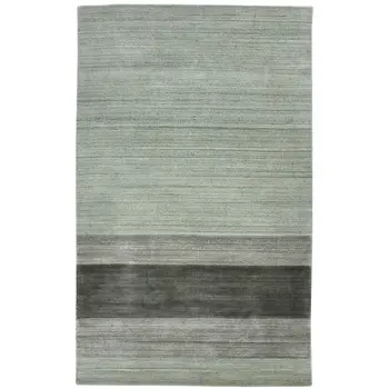 4' X 6' Gray And Light Green Wool Striped Hand Woven Area Rug
