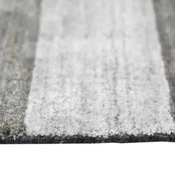 2' X 3' Black And Gray Wool Striped Hand Woven Area Rug