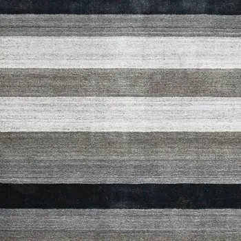 4' X 6' Black And Gray Wool Striped Hand Woven Area Rug