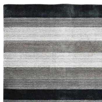 4' X 6' Black And Gray Wool Striped Hand Woven Area Rug