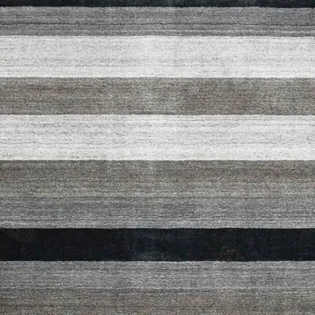 5' X 8' Black And Gray Wool Striped Hand Woven Area Rug