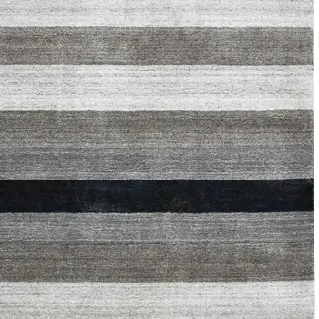 5' X 8' Black And Gray Wool Striped Hand Woven Area Rug