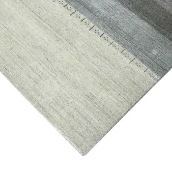 4' X 6' Ivory Gray And Green Wool Striped Hand Woven Area Rug