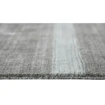 5' X 8' Ivory Gray And Green Wool Striped Hand Woven Area Rug