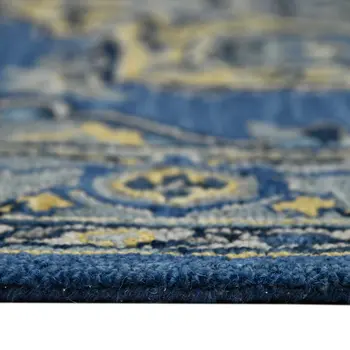 2' X 3' Teal And Gray Wool Medallion Hand Tufted Area Rug