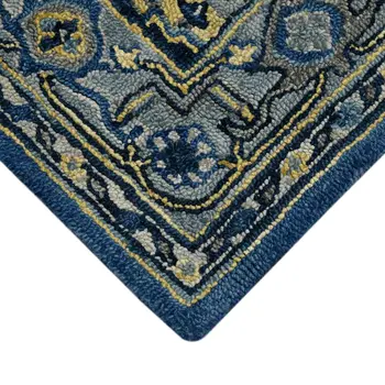 2' X 3' Teal And Gray Wool Medallion Hand Tufted Area Rug