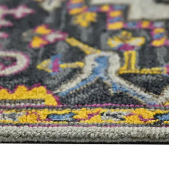 8' X 10' Gray Purple And Gold Wool Medallion Hand Tufted Area Rug