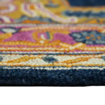 8' X 10' Blue Purple And Brown Wool Medallion Hand Tufted Area Rug