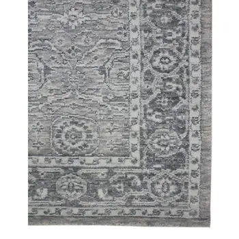 2' X 3' Gray And Dark Gray Wool Medallion Hand Woven Area Rug