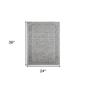 2' X 3' Gray And Dark Gray Wool Medallion Hand Woven Area Rug