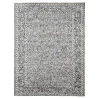 4' X 6' Gray And Dark Gray Wool Medallion Hand Woven Area Rug