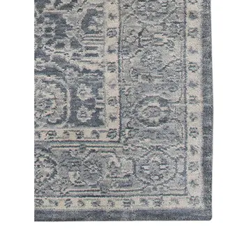 5' X 8' Gray And Dark Gray Wool Medallion Hand Woven Area Rug
