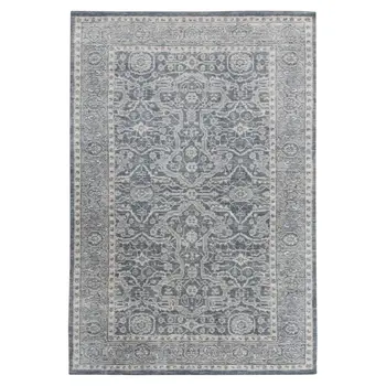 5' X 8' Gray And Dark Gray Wool Medallion Hand Woven Area Rug