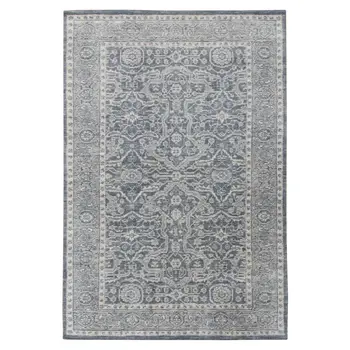 10' X 14' Gray And Dark Gray Wool Medallion Hand Woven Area Rug