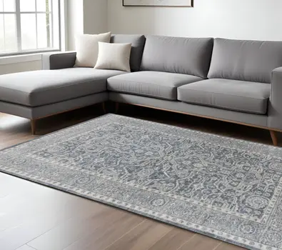10' X 14' Gray And Dark Gray Wool Medallion Hand Woven Area Rug