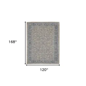 10' X 14' Gold Charcoal And Ivory Wool Medallion Hand Woven Area Rug