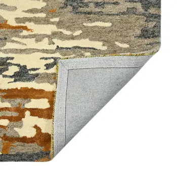 2' X 3' Orange Ivory And Green Wool Abstract Hand Tufted Area Rug