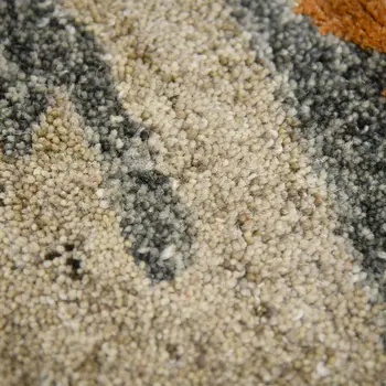 9' X 13' Orange Ivory And Green Wool Abstract Hand Tufted Area Rug