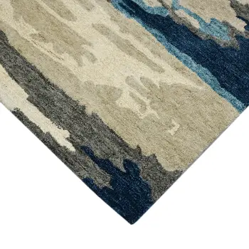 2' X 3' Blue Gray And Ivory Wool Abstract Hand Tufted Area Rug