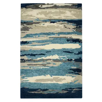 2' X 3' Blue Gray And Ivory Wool Abstract Hand Tufted Area Rug