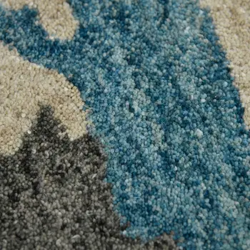 5' X 8' Blue Gray And Ivory Wool Abstract Hand Tufted Area Rug