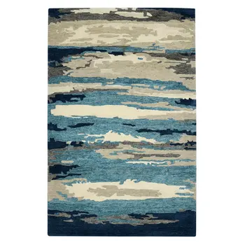 8' X 10' Blue Gray And Ivory Wool Abstract Hand Tufted Area Rug