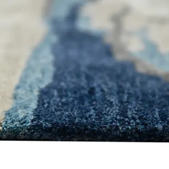 8' X 10' Blue Gray And Ivory Wool Abstract Hand Tufted Area Rug