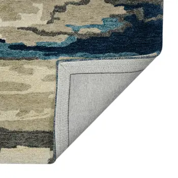 8' X 10' Blue Gray And Ivory Wool Abstract Hand Tufted Area Rug