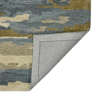 4' X 6' Light Blue Ivory And Brown Wool Abstract Hand Tufted Area Rug